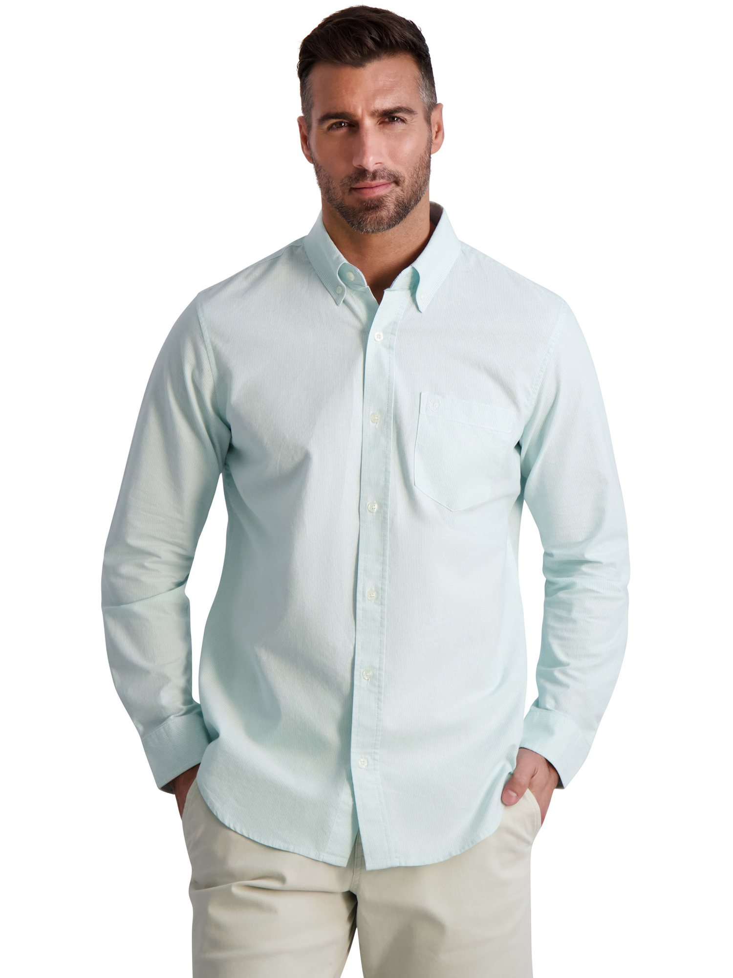 Chaps Men's & Big Men's Wrinkle Resistant Stretch Long Sleeve Button
