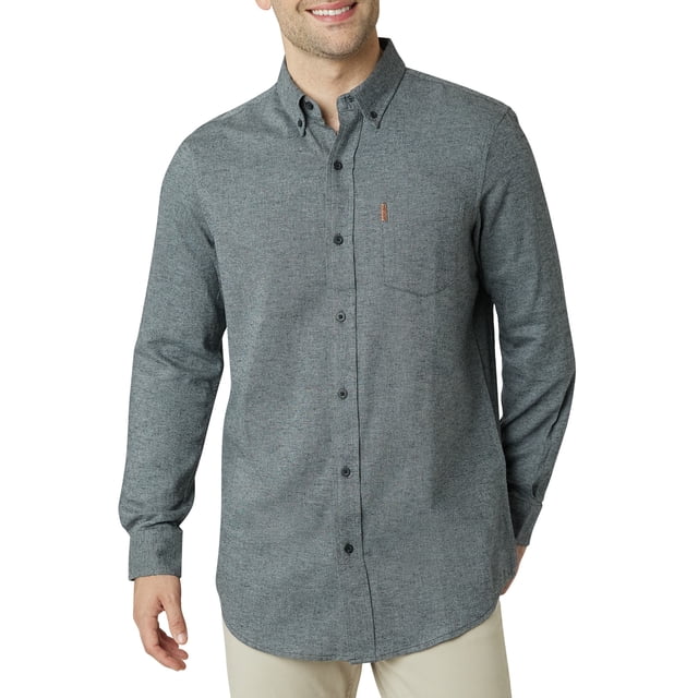 CHAPS Men's Classic Fit Long-Sleeve Performance Flannel Shirt | Moisture-Wicking, Breathable For Outdoor Wear