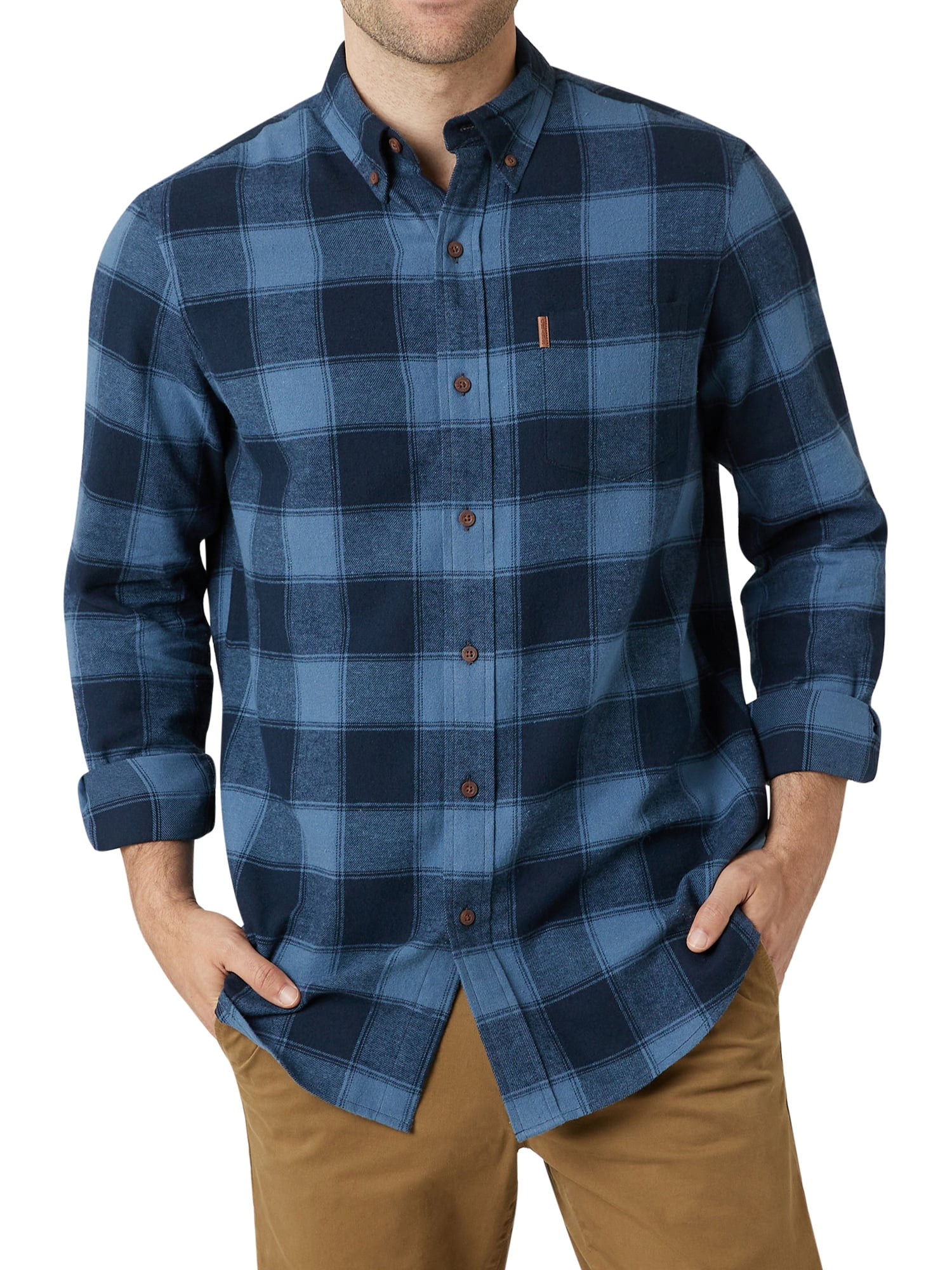 Ralph Lauren CHAPS Chaps long sleeve cotton check shirt men's size L cotton navy blue type Vintage Second Hand