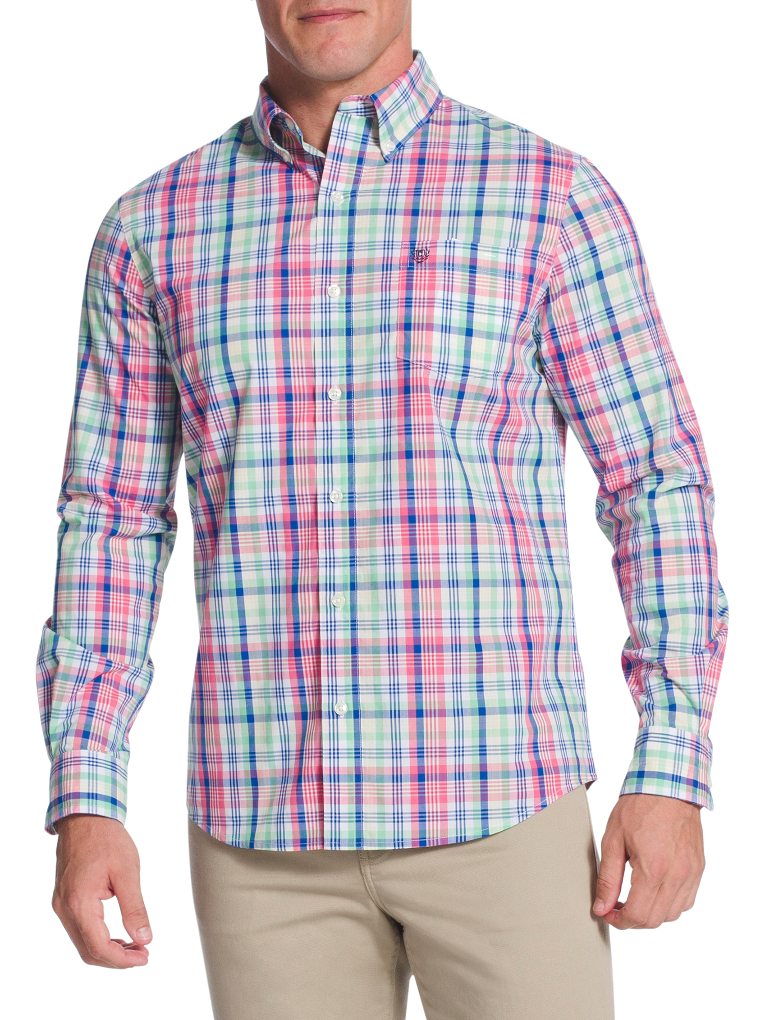 Chaps Men's Long Sleeve Printed Sustainable Easy Care Button Down Shirt