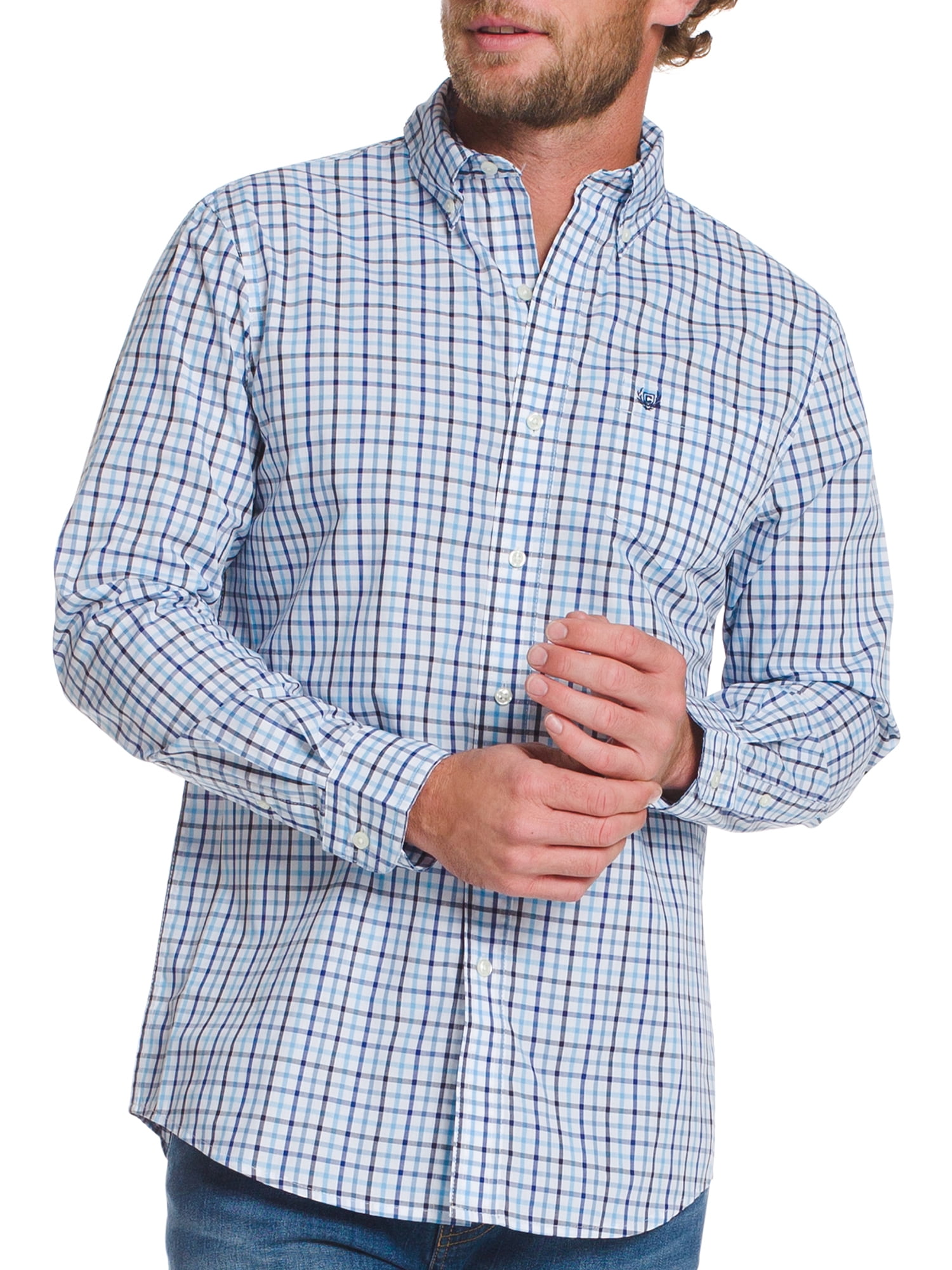 Chaps Men's Long Sleeve Printed Sustainable Easy Care Button Down Shirt