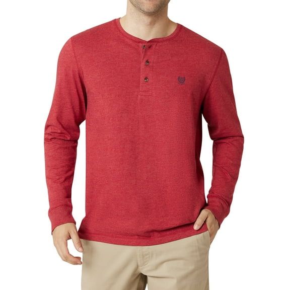 Chaps Men's Long Sleeve Slub Jersey Henley -Sizes XS up to 4XB