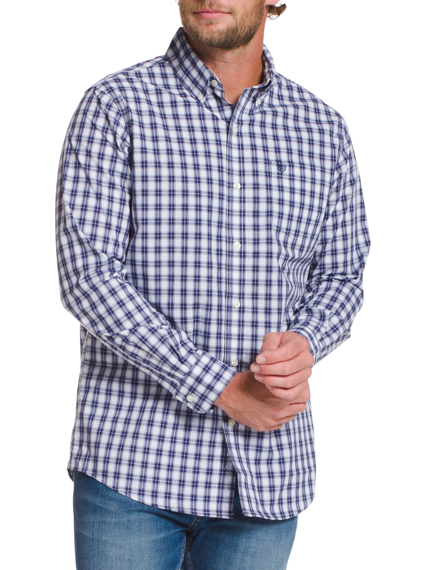 Chaps Men's Long Sleeve Sustainable Easy Care Woven Shirt -Sizes XS up ...