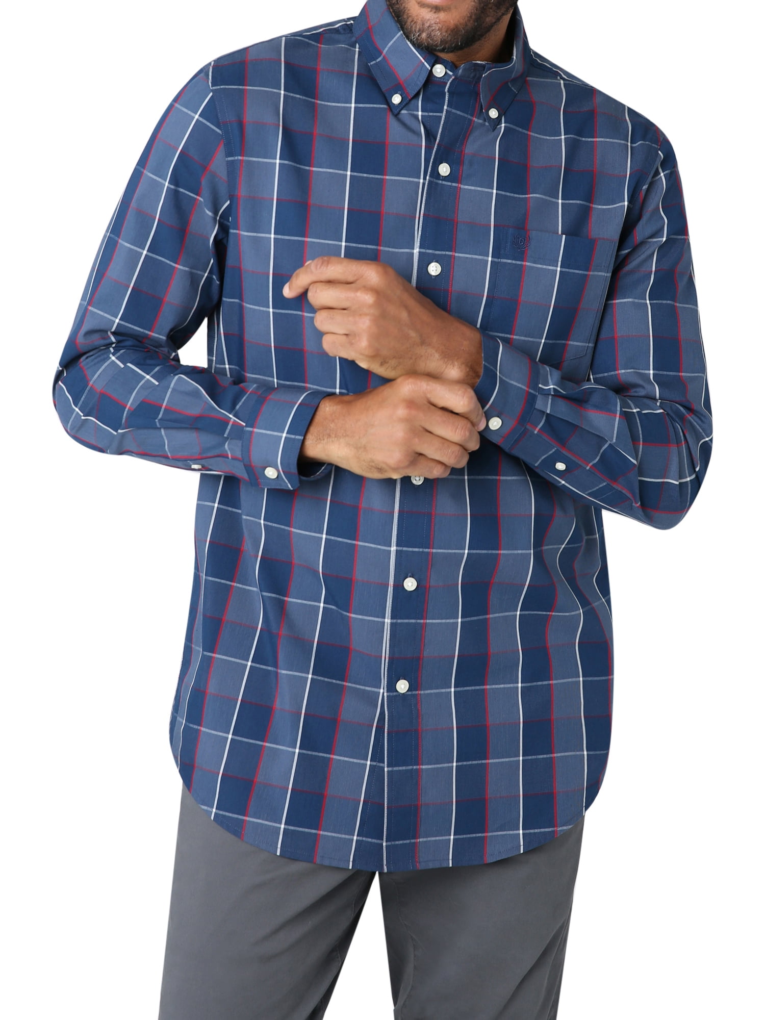 Chaps Men's Long Sleeve Sustainable Easy Care Woven Shirt
