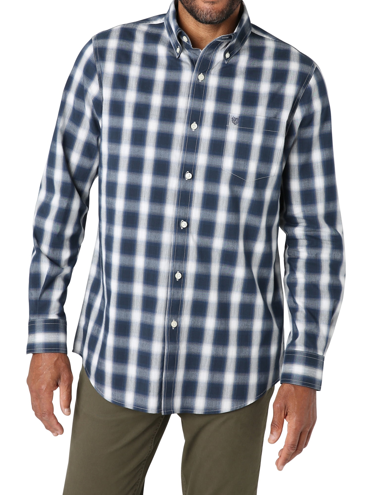 Chaps Men's Long Sleeve Sustainable Easy Care Woven Shirt -Sizes XS up to 4XB