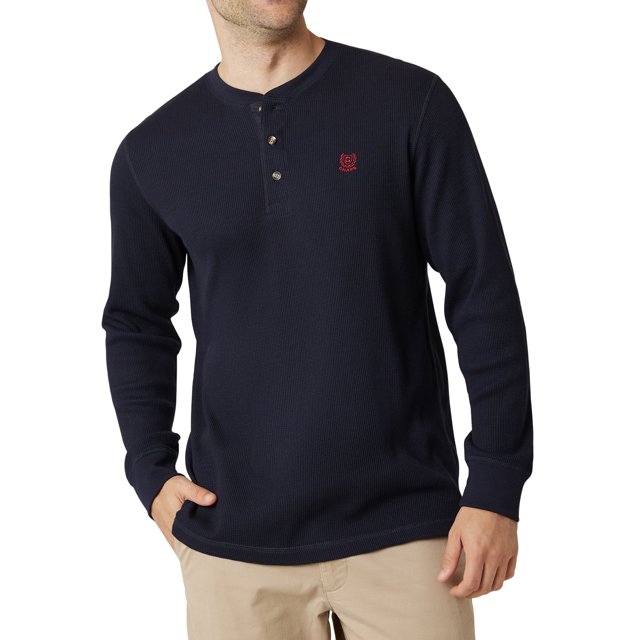 Chaps Men's Long Sleeve Thermal Waffle Knit Henley Sizes XS up to 4XB
