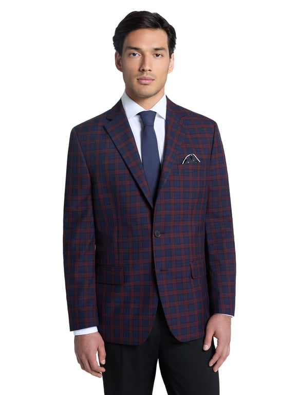 Men's Maroon Navy Window Sport Coat, Sizes 40R-48L