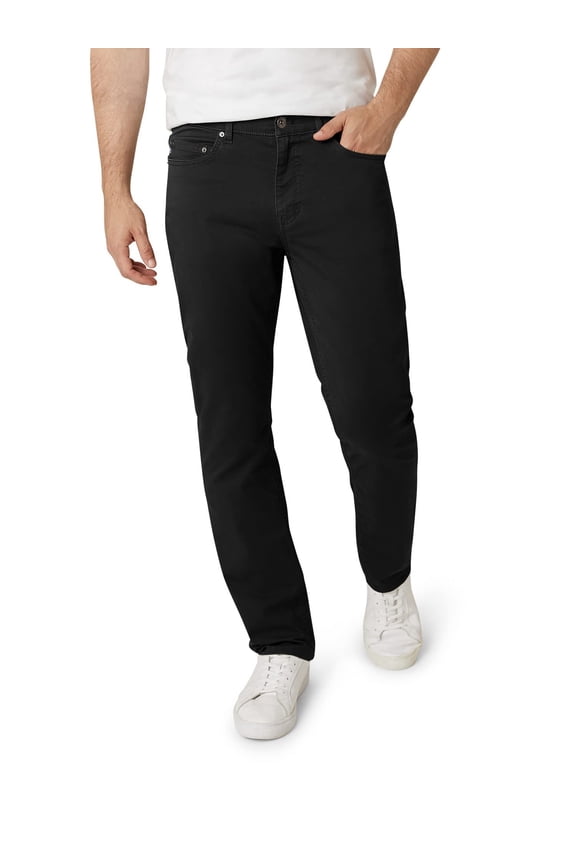 Men's Pants - Straight Fit 5-Pocket Comfort Stretch Chino Pants for Men - Men's Fashion Straight Leg Cotton Chinos, Size 34W x 30L, American Black