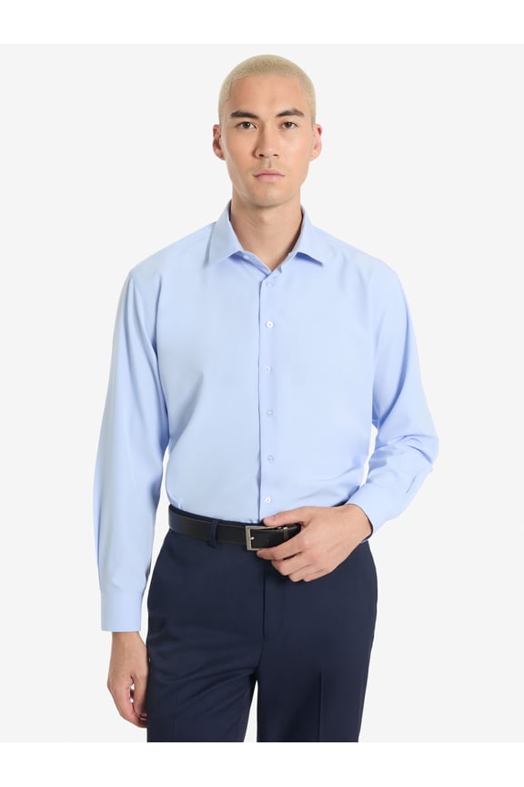 Men's Long Sleeve Stretch Dress Shirt, Light Blue, Sizes 14x32-17x34
