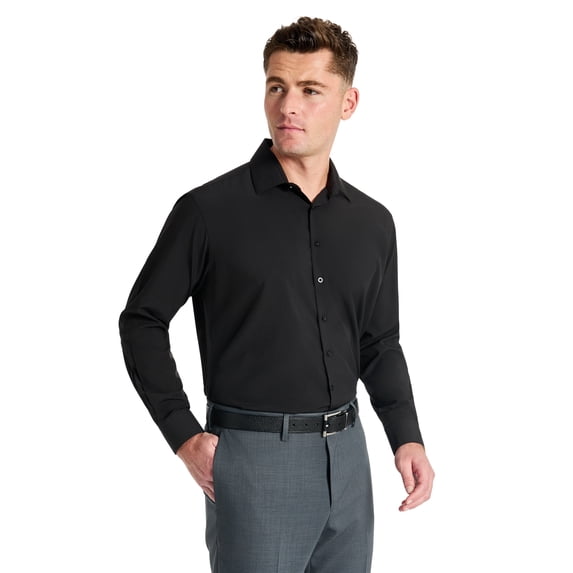 Chaps Men's Long Sleeve Stretch Dress Shirt, Black, Sizes 14x32-17x34