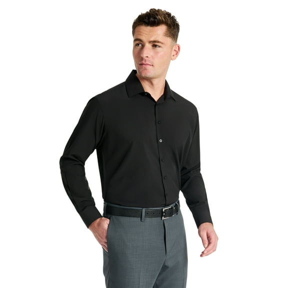 Chaps Men's Black Performance Dress Shirt, Sizes 14"-32", 15"-32", 16"-32", 15"-34", 16"-34", 17"-34"