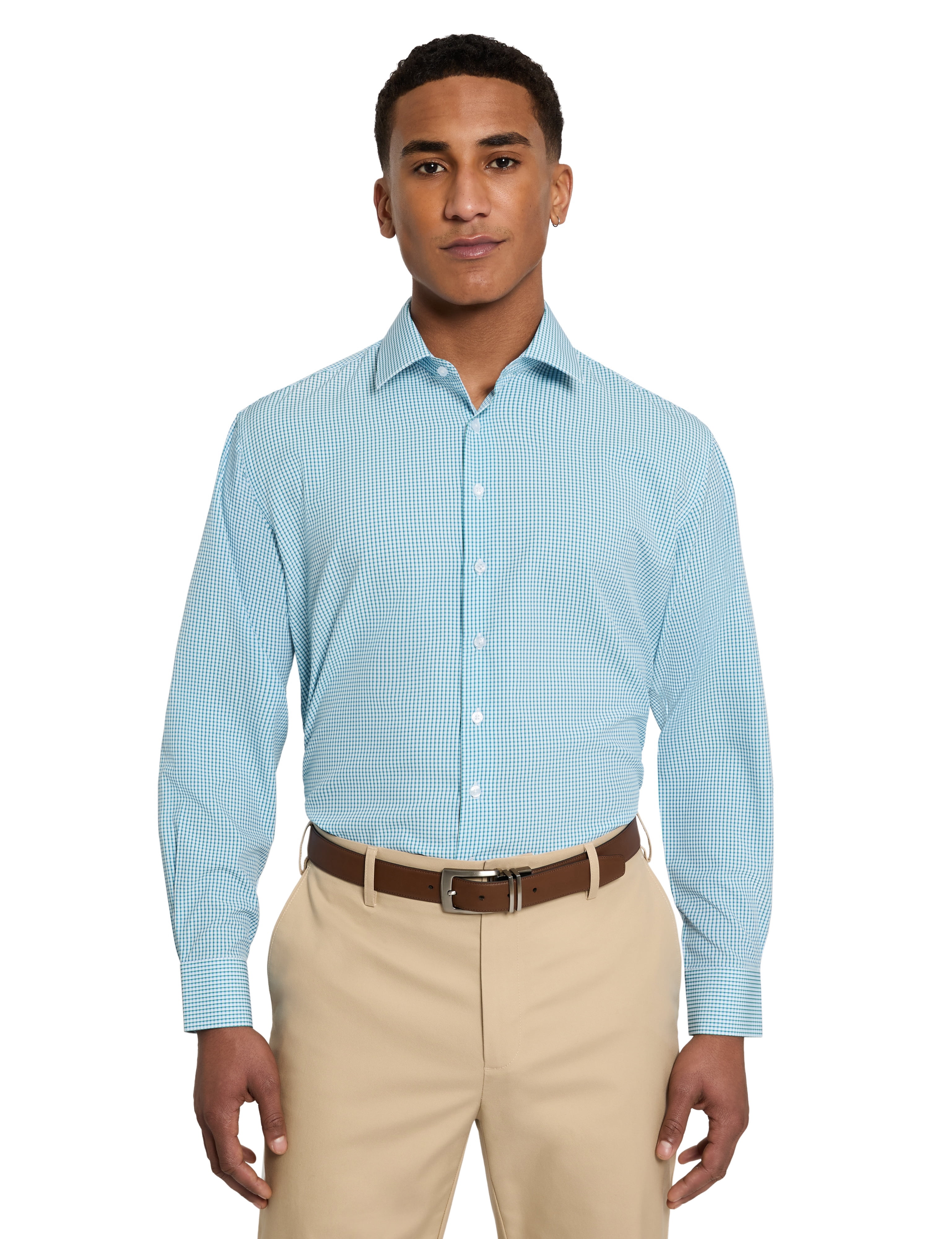chaps classic fit dress shirt Chaps by Ralph Lauren Men's Easy Care Long Sleeve Classic Plaid Woven Shirt Green / 3XL main image 0