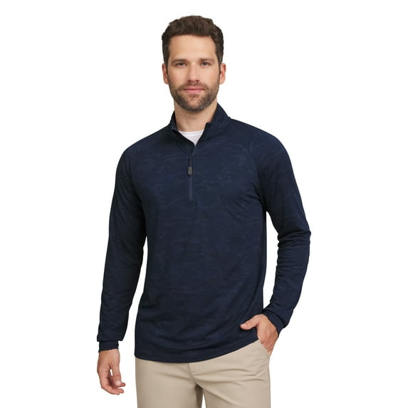 Chaps Golf Men's & Big Men's Quarter Zip Camo Jacquard Sweater, Sizes S-5XL