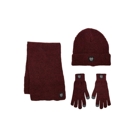 Chaps Men's Scarf, Beanie and Tech Touch Gloves Set