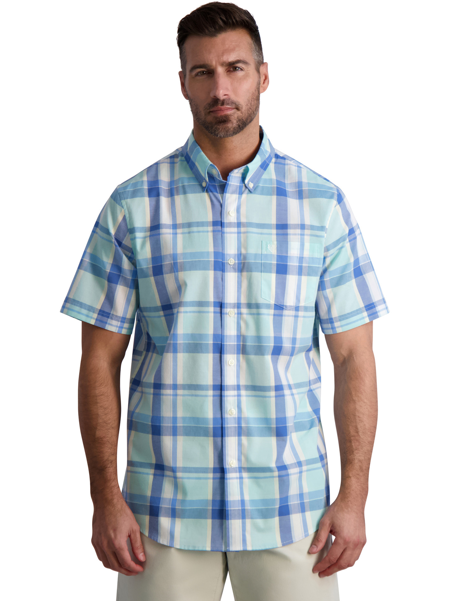 Chaps Men's Shirt Classic Fit Short Sleeve Button Down Collared Shirt