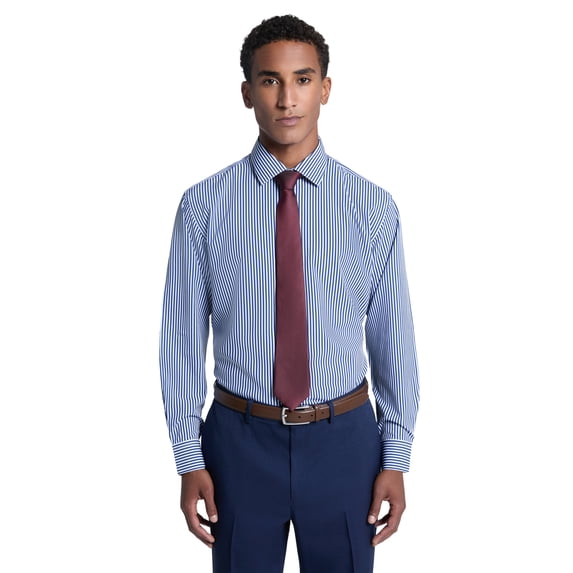 Chaps Men's Shirt and Tie Set, Burgundy Navy Check with Red Tie, Sizes 14x32-17x34