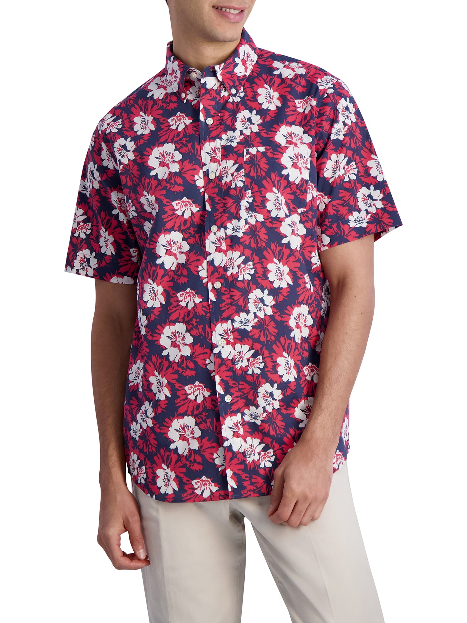 Chaps Men's Short Sleeve Americana Easy Care Sustainable Button Down