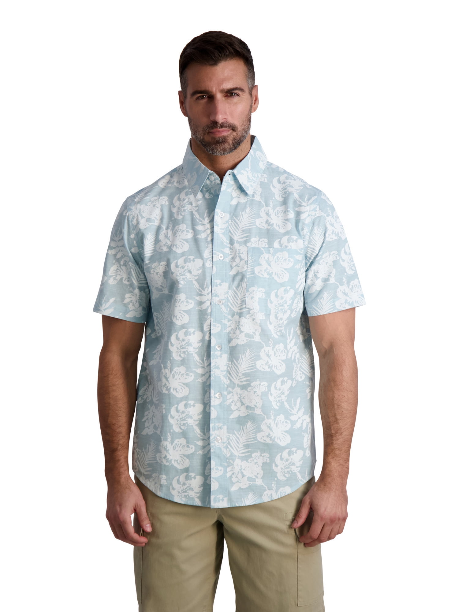 Chaps Men's Short Sleeve Chambray Button Down Shirt, Sizes XS4XB