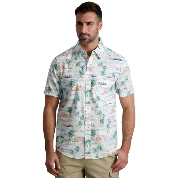 Chaps Men's Short Sleeve Chambray Button Down Shirt, Sizes XS-4XB