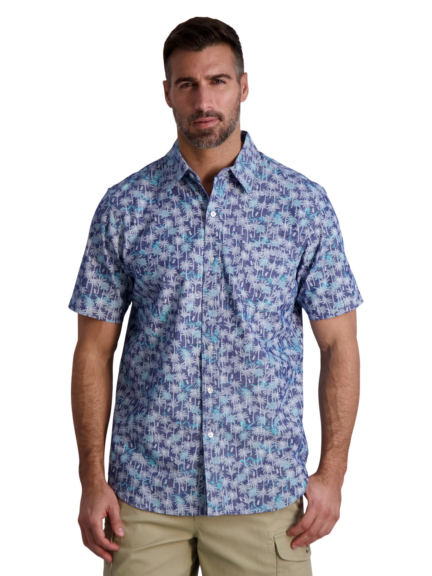 Chaps Men's Short Sleeve Chambray Button Down Shirt, Sizes XS-4XB