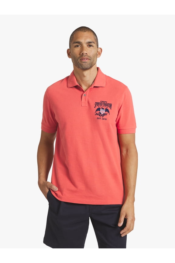 Men's Short Sleeve Eagle Slub Polo, Sizes S-2XL