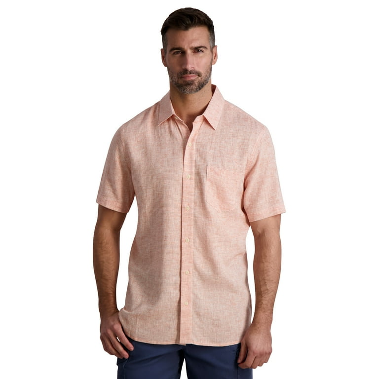 Chaps Men s Short Sleeve Linen Button Down Shirt Sizes XS 4XB