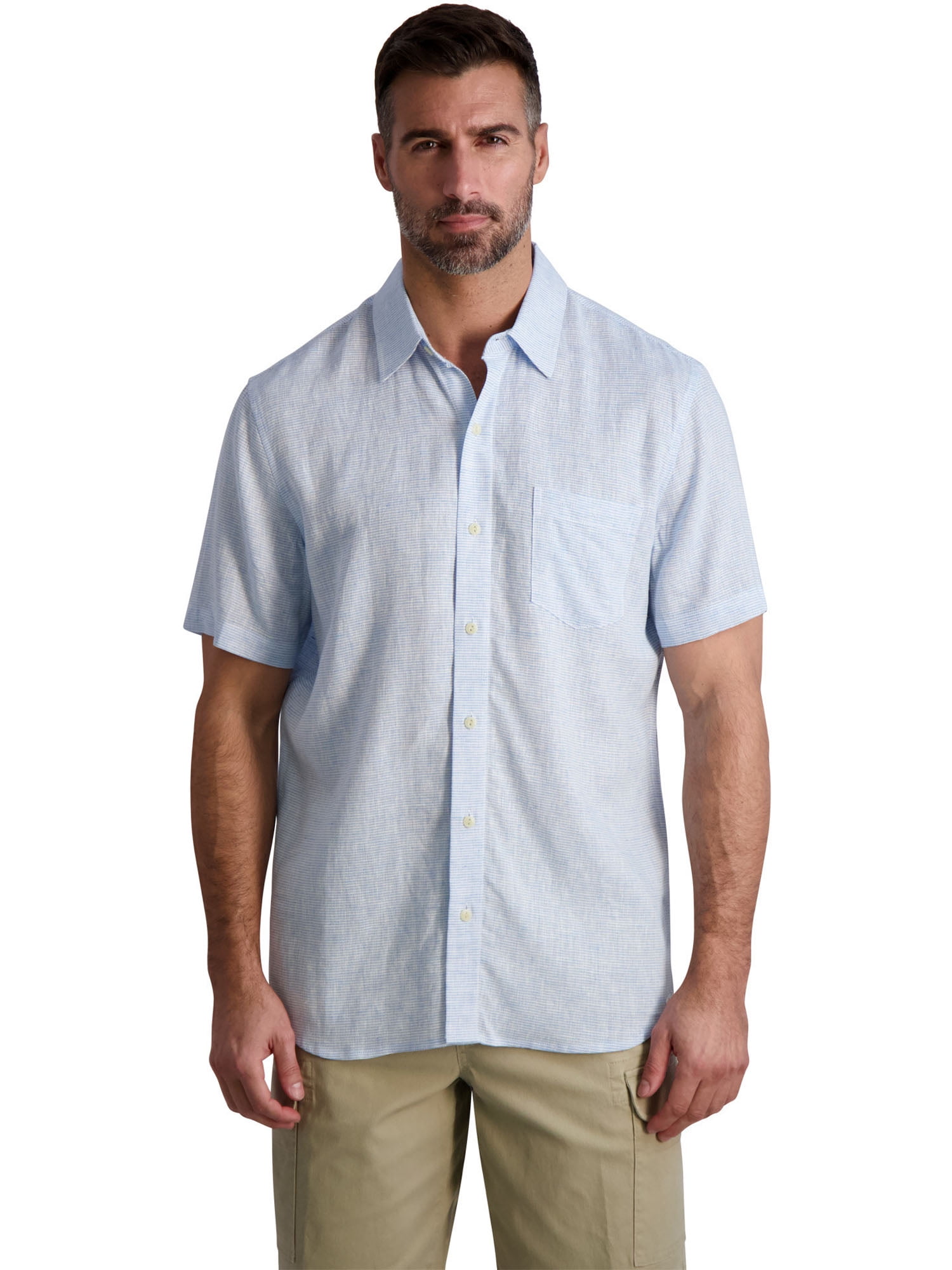 Chaps Men's Short Sleeve Linen Button Down Shirt, Sizes XS-4XB ...
