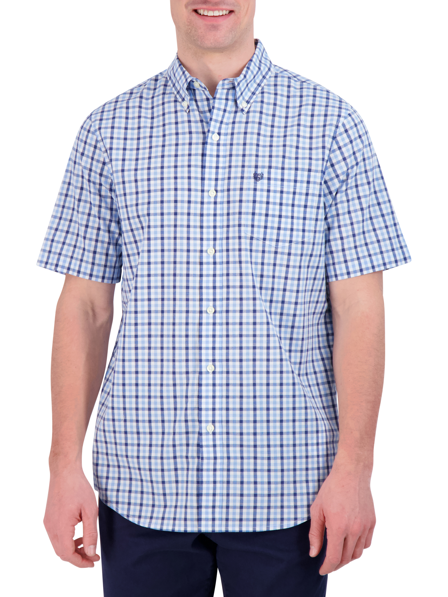 Chaps Men's Short Sleeve Nautical Easy Care Button Up ShirtSize XS3X