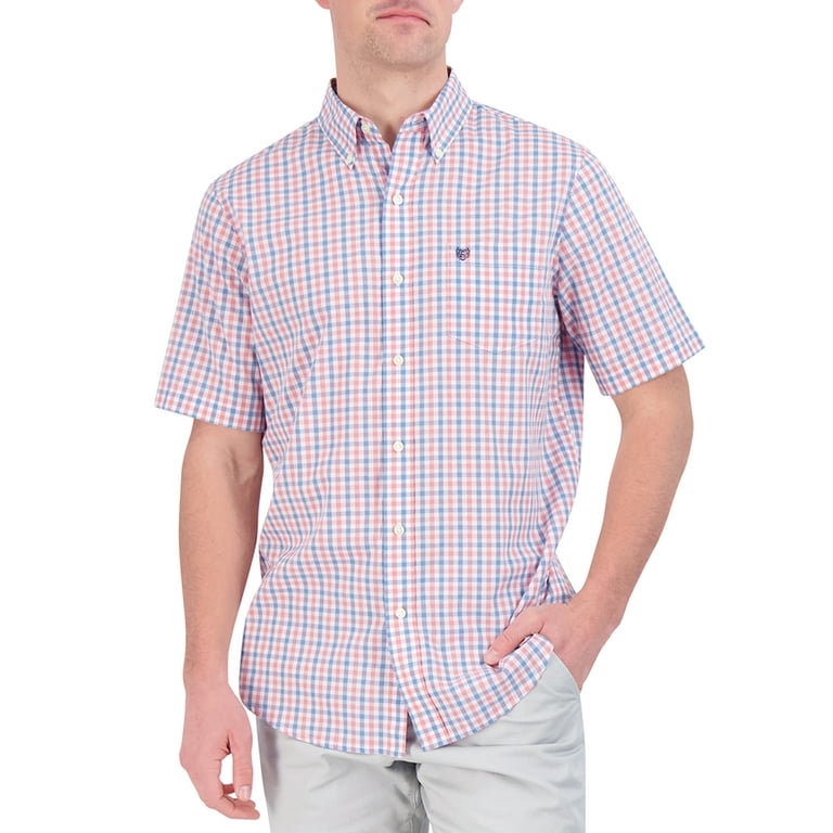 Chaps Men's Short Sleeve Nautical Easy Care Button Up Shirt-Size