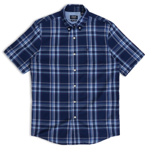 Chaps Men's Short Sleeve Nautical Easy Care Button Up Shirt