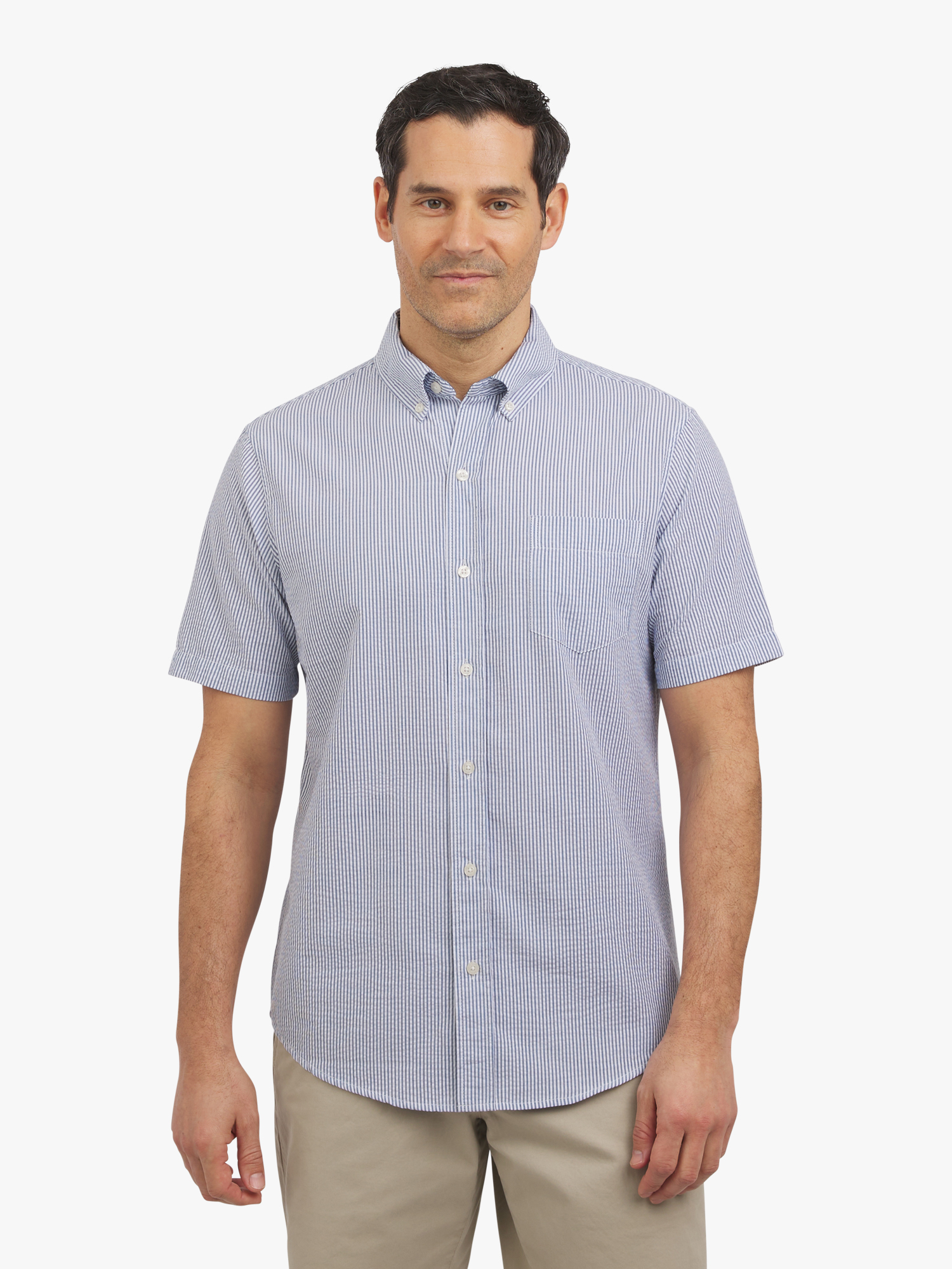 Chaps Men's Short Sleeve Seersucker Woven Shirt, Sizes S-2XL