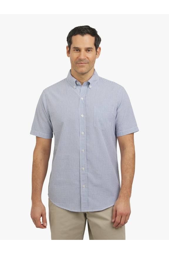 Men's Short Sleeve Seersucker Woven Shirt, Sizes S-2XL