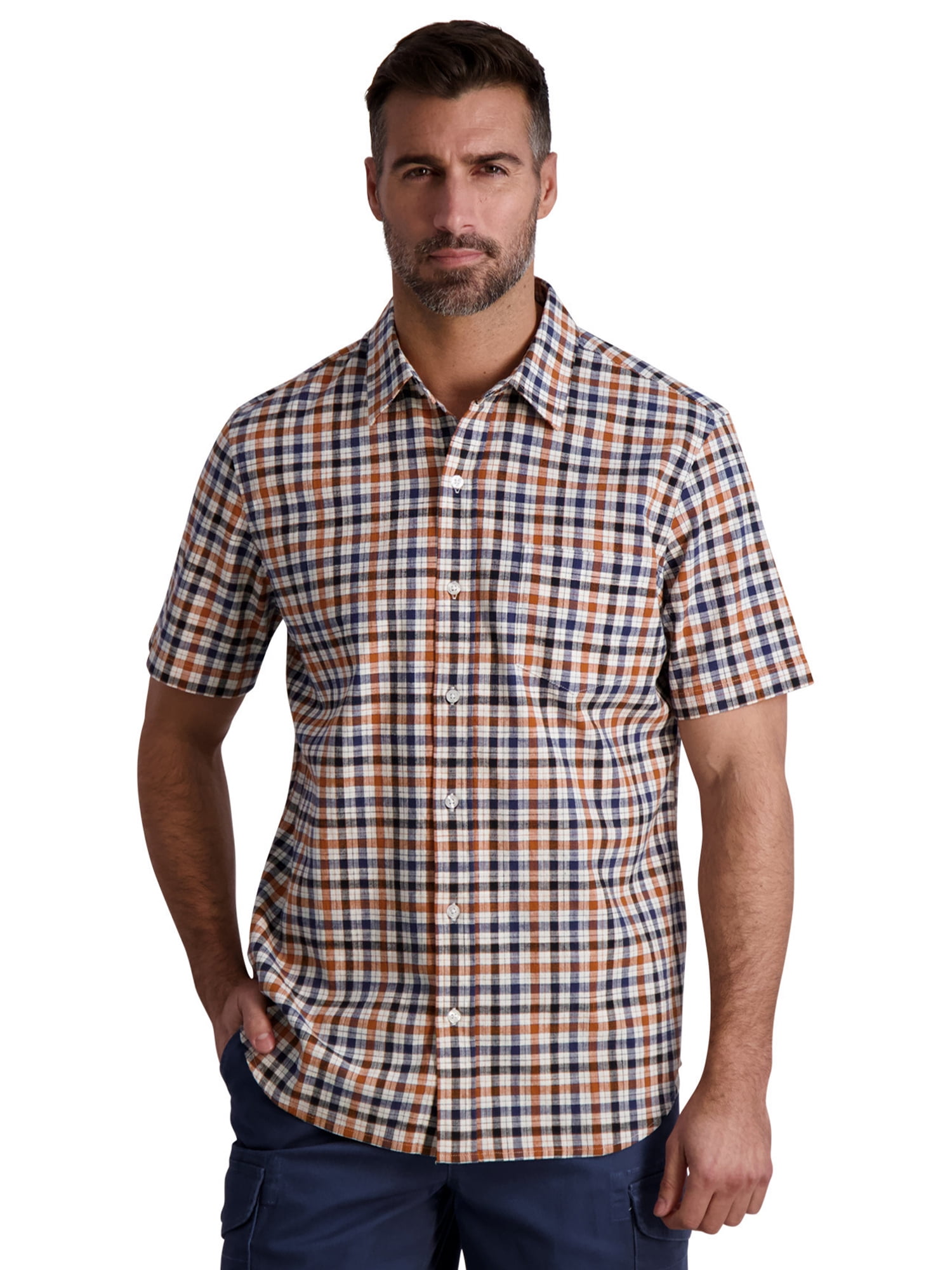 Chaps Men's Short Sleeve Stretch Cotton Slub Shirt, Sizes XS4XB