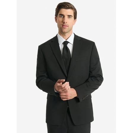 Chaps Men's Black Solid Classic Fit Tailored Suit Separate Jacket, Sizes 40R 42R 44R 46R 48R 50R 52R 42S 44S 44L 46L 48L