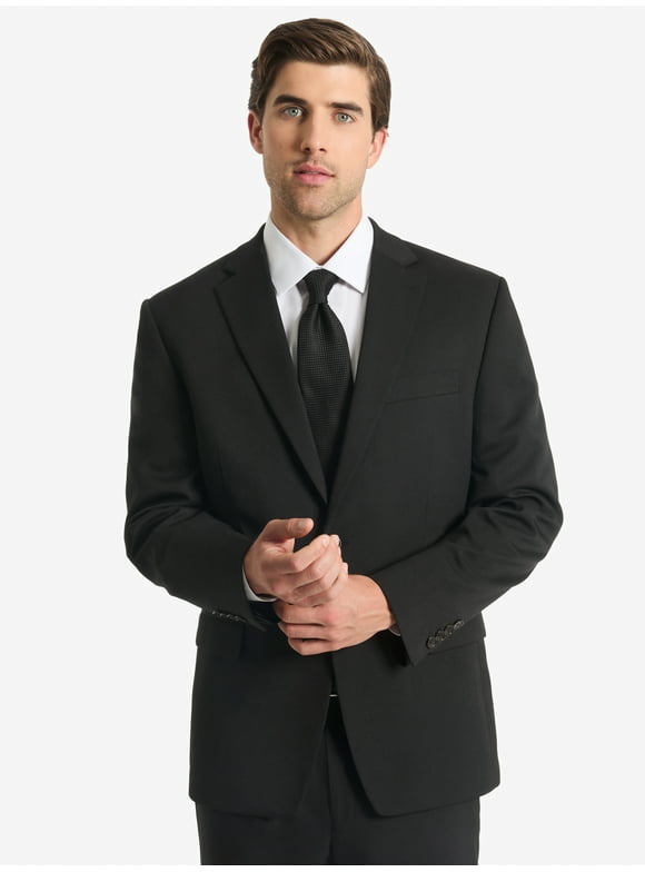 Men's Black Solid Classic Fit Tailored Suit Separate Jacket, Sizes 40R 42R 44R 46R 48R 50R 52R 42S 44S 44L 46L 48L