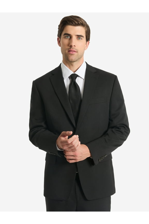 Men's Black Solid Classic Fit Tailored Suit Separate Jacket, Sizes 40R 42R 44R 46R 48R 50R 52R 42S 44S 44L 46L 48L