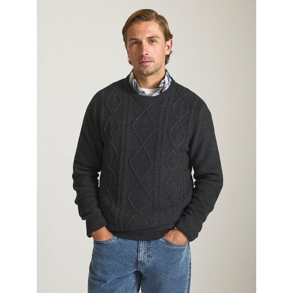 Chaps Men’s and Big Men’s Cable Knit Crewneck Sweater, Sizes S-2XL