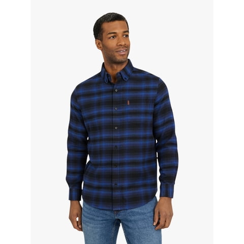 Men's and Big Men's Comfort Stretch Flannel Shirt, Sizes S-2XL