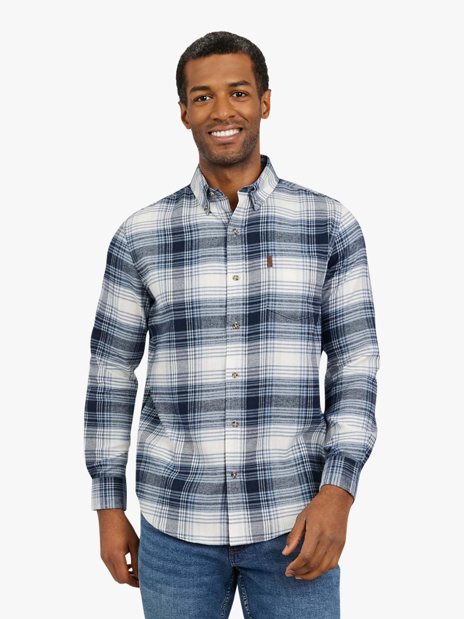 Chaps Men's and Big Men's Comfort Stretch Flannel Shirt, Sizes S-2XL