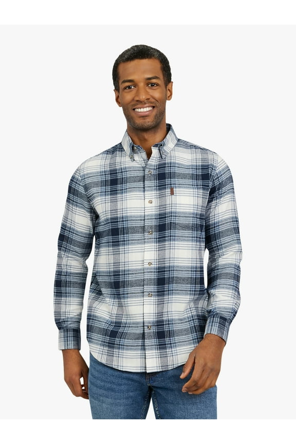 Men's and Big Men's Comfort Stretch Flannel Shirt, Sizes S-2XL