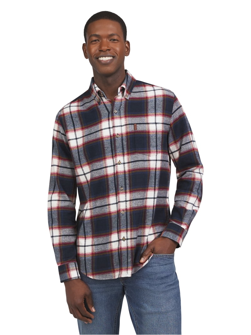 Chaps Men's and Big Men's Comfort Stretch Flannel Shirt, Sizes S