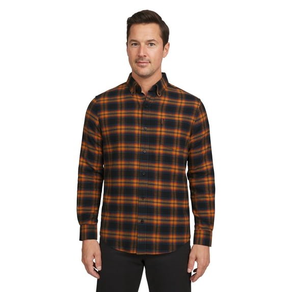 Chaps Men's and Big Men's Comfort Stretch Flannel Shirt, Sizes S-2XL