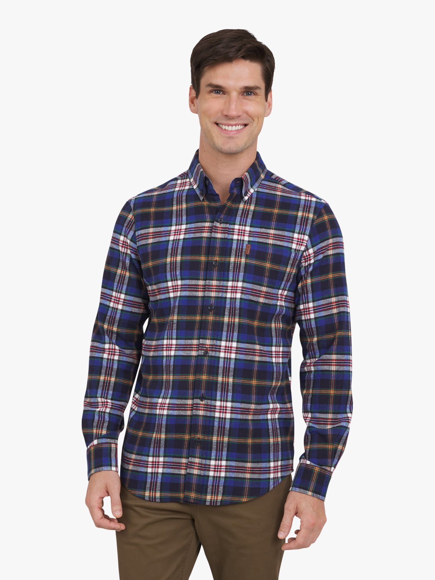 Chaps Men's and Big Men's Comfort Stretch Flannel Shirt, Sizes S-2XL
