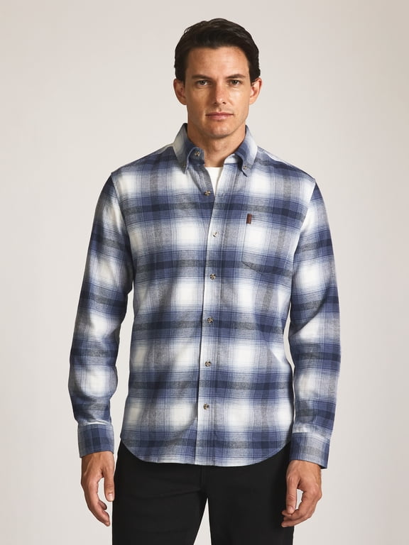 Men's and Big Men's Comfort Stretch Flannel Shirt, Sizes S-2XL