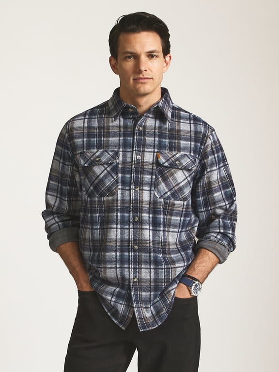 Men’s and Big Men’s Everyday Classics Lakeland Knit Flannel Shirt, Sizes S-2XL