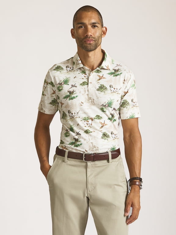 Men’s and Big Men’s Everyday Performance Printed Polo, Sizes S–2XL