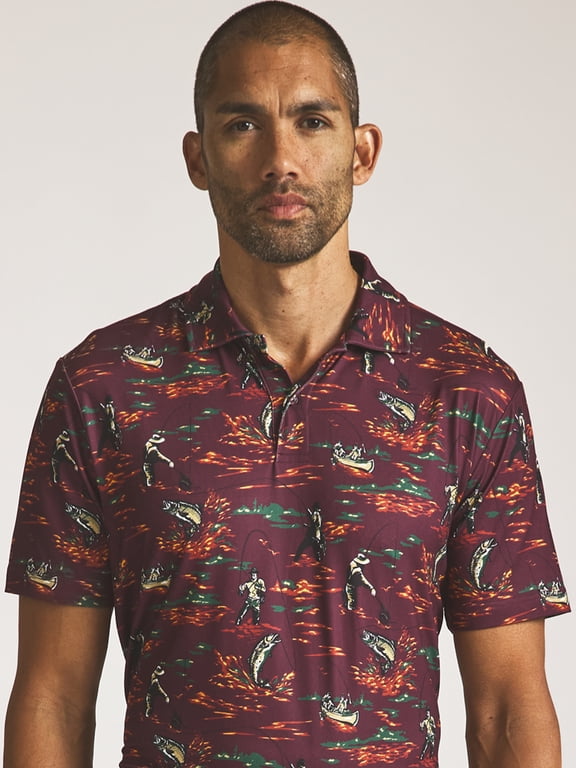 Men’s and Big Men’s Everyday Performance Printed Polo, Sizes S–2XL