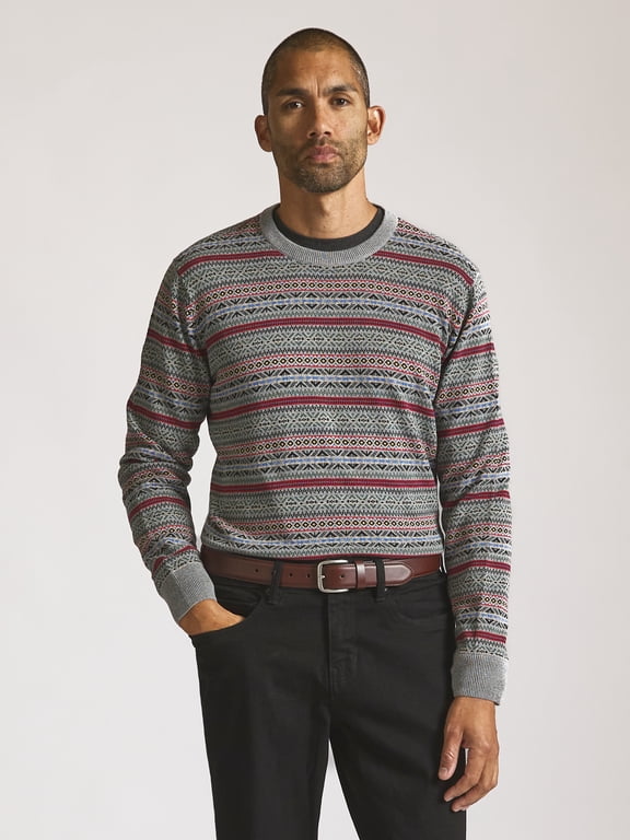 Men’s and Big Men’s Fair Isle Crewneck Sweater, Sizes S-2XL