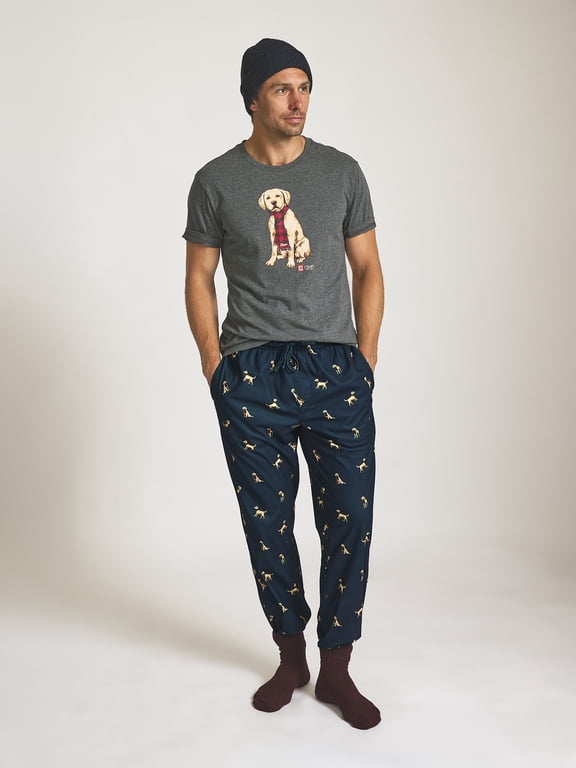 Men’s and Big Men’s Graphic Tee & Printed Microfleece Pants Sleep Set, Sizes XS-3XL