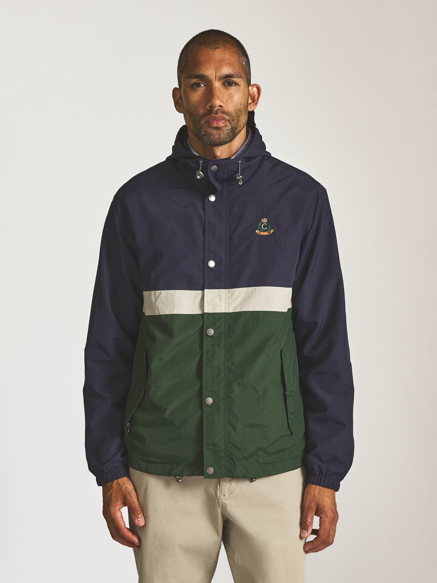 Chaps Men’s and Big Men’s Heritage Colorblocked Hooded Rain Jacket, Sizes S–2XL